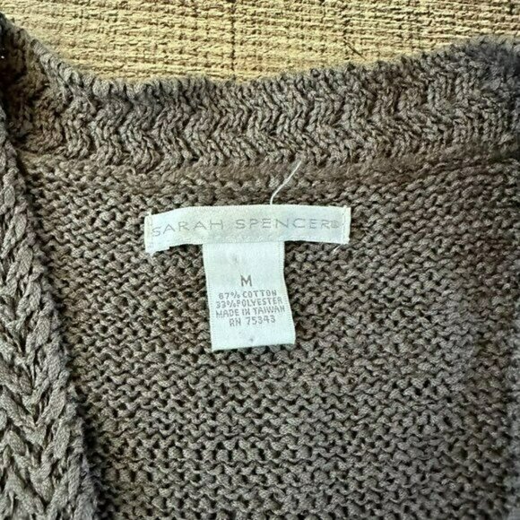 Sarah Spencer women's size medium gray knit sweater button cardigan grandma core - Picture 5 of 6